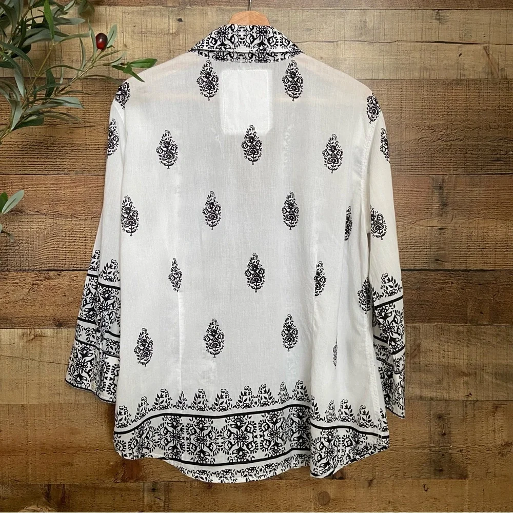 CINO ~ Sundance Blk/White Button Down Blouse - Picture 6 of 9